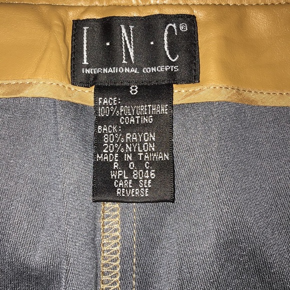 Faux leather beige tan pants - Picture 3 of 4